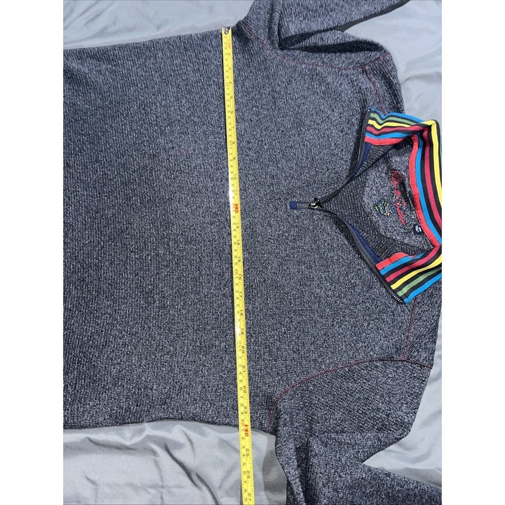 Robert Graham ELI Quarter Zip CLASSIC FIT Men's Size Medium Gray COTTON - Picture 9 of 10
